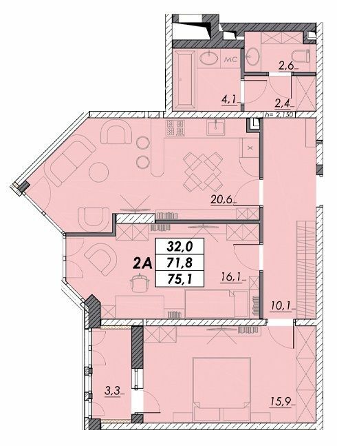 2-кімнатна 75.1 м² в ЖК Прохоровський квартал від 20 700 грн/м², Одеса