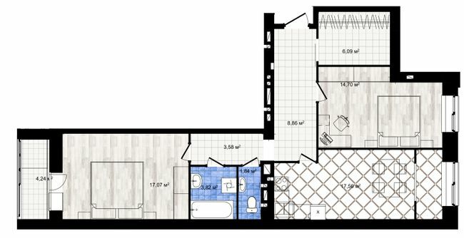 2-кімнатна 77.76 м² в ЖК Одеська Чайка (Сахарова) від 20 750 грн/м², с. Крижанівка