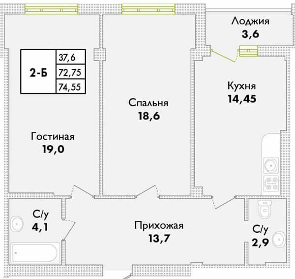 2-комнатная 74.55 м² в ЖК Парк Совиньон от 23 800 грн/м², пгт Таирово