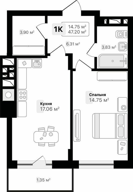 1-комнатная 47.2 м² в ЖК AUROOM SUNRISE от 26 100 грн/м², Львов