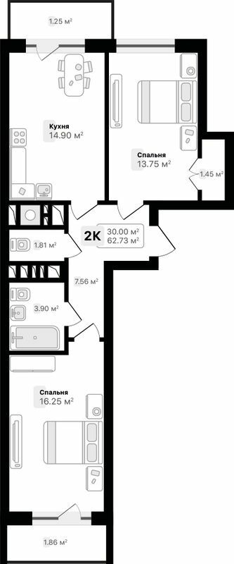 2-комнатная 62.73 м² в ЖК AUROOM SUNRISE от 22 400 грн/м², Львов