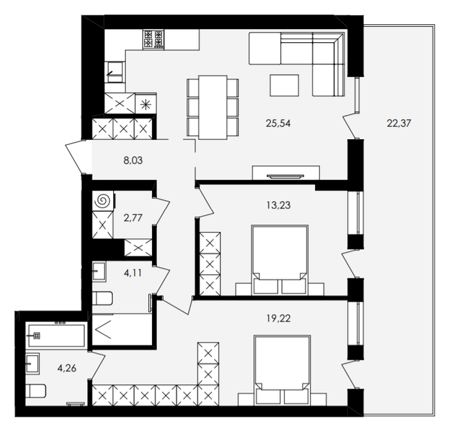 2-кімнатна 83.87 м² в ЖК Avalon Yard від 31 000 грн/м², Львів