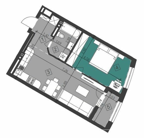 1-комнатная 46.64 м² в ЖК Парус City от 27 700 грн/м², Львов