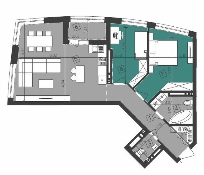 2-кімнатна 73.79 м² в ЖК Парус City від 25 100 грн/м², Львів