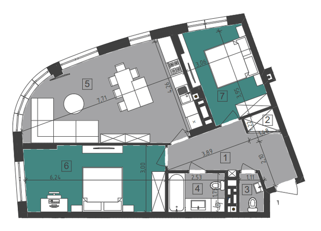 2-комнатная 75.1 м² в ЖК Парус City от 26 100 грн/м², Львов