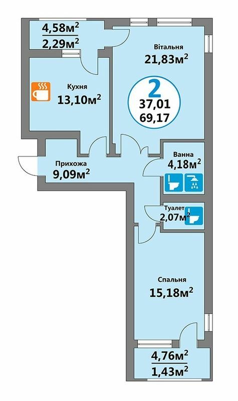 2-комнатная 69.17 м² в ЖК Эко-дом на Надежной от 19 000 грн/м², Львов