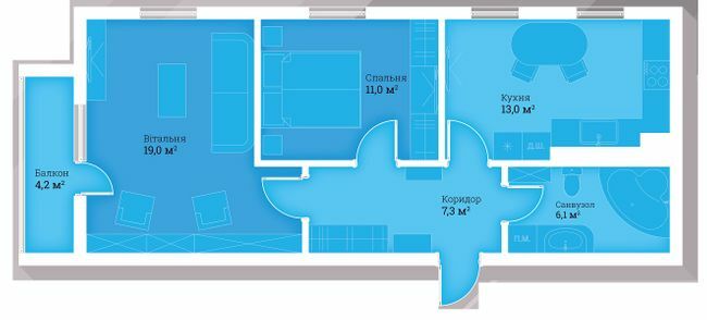 2-комнатная 60.6 м² в ЖК Headwell от 22 600 грн/м², г. Трускавец