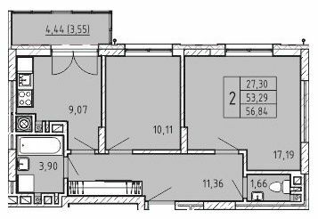 2-кімнатна 56.84 м² в ЖК Сонцебуд від 18 000 грн/м², м. Жовква