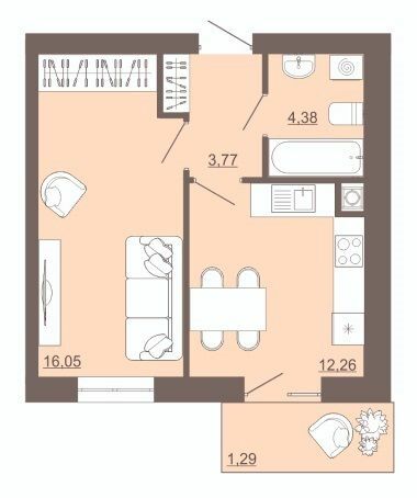 1-кімнатна 37.75 м² в ЖК Проект Панорама від 18 500 грн/м², м. Пустомити