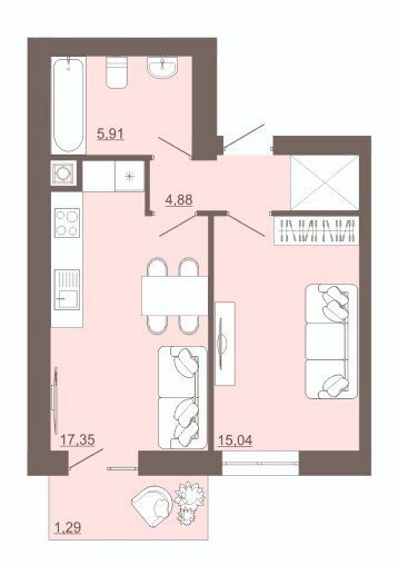 1-кімнатна 44.47 м² в ЖК Проект Панорама від 18 500 грн/м², м. Пустомити