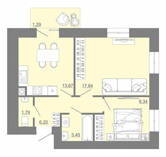 2-кімнатна 53.58 м² в ЖК Проект Панорама від 17 950 грн/м², м. Пустомити