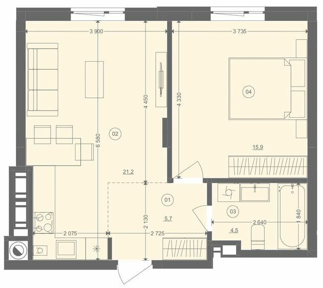 1-комнатная 47.3 м² в ЖК Этно Дом от 18 000 грн/м², с. Горишний