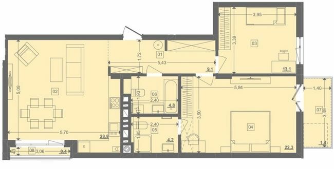 2-комнатная 84.08 м² в ЖК Этно Дом от 19 000 грн/м², с. Горишний