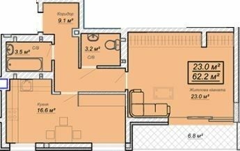 1-кімнатна 62.2 м² в ЖК Grand Village від 23 000 грн/м², с. Сокільники