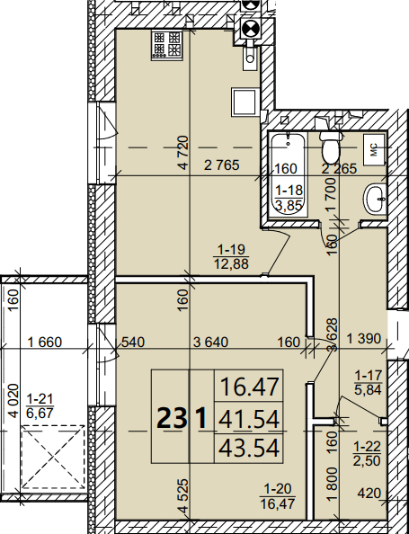 1-кімнатна 43.54 м² в ЖК Святих Ольги та Єлизавети від 20 000 грн/м², м. Винники