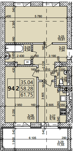 2-комнатная 61.75 м² в ЖК Святых Ольги и Елизаветы от 20 000 грн/м², г. Винники