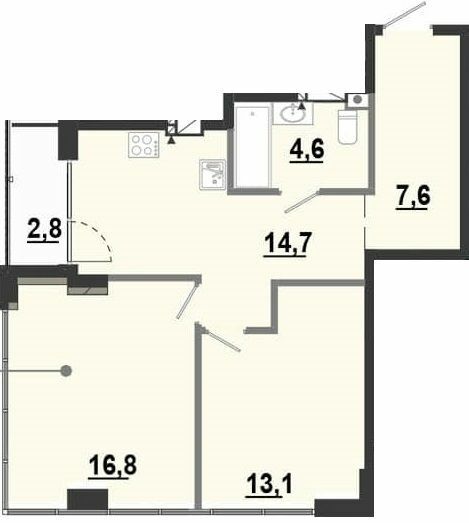 2-комнатная 57.54 м² в ЖК BonAparte от 32 500 грн/м², Харьков