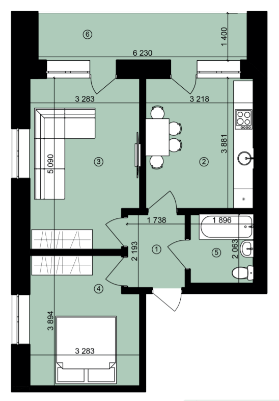 2-кімнатна 52.87 м² в ЖК Urban City від 20 000 грн/м², Харків