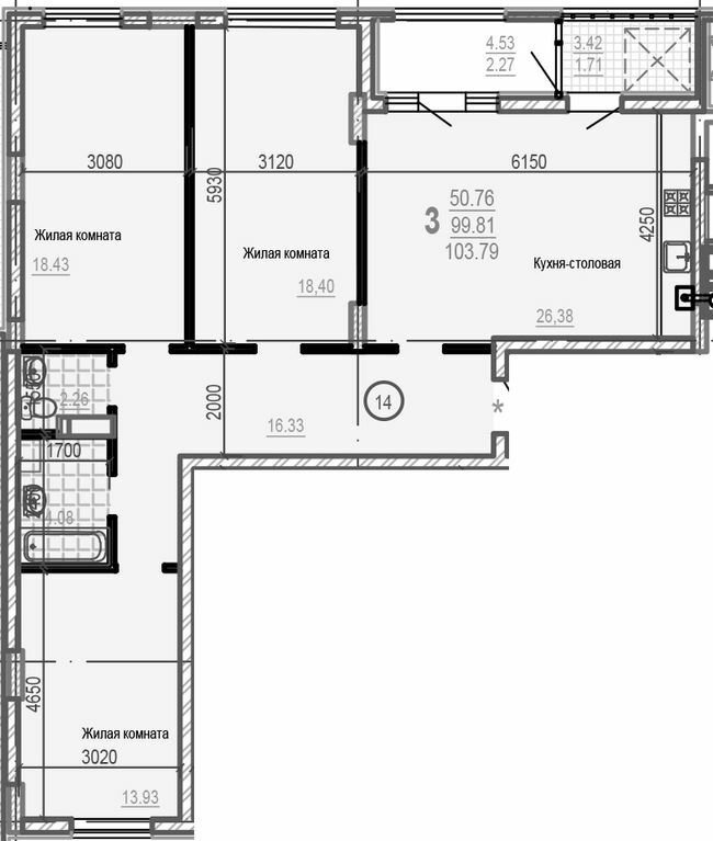 3-комнатная 103.79 м² в ЖК Брюссель от 35 000 грн/м², Харьков