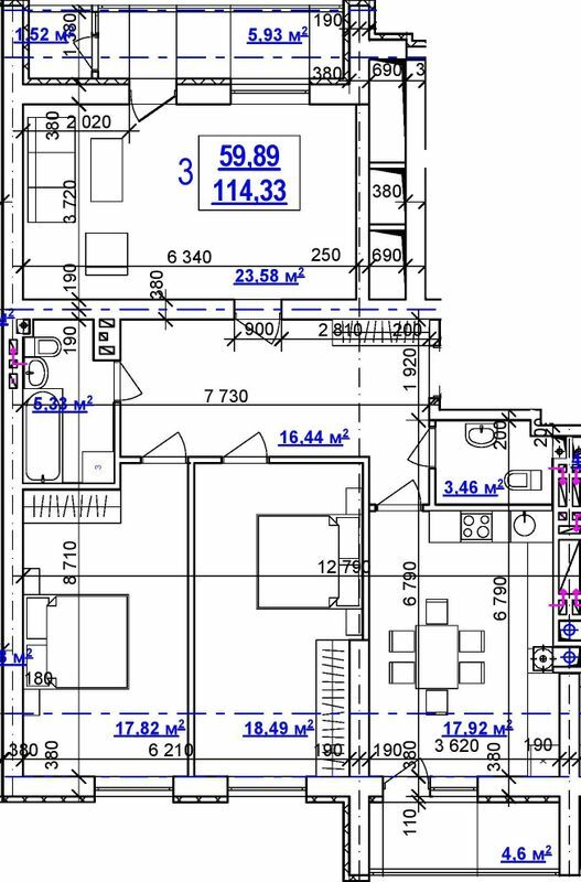 3-комнатная 114.33 м² в ЖК Дом на Сумской от 43 100 грн/м², Харьков