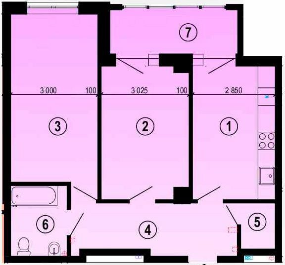 2-кімнатна 62.91 м² в ЖК Меридіан від 18 150 грн/м², Харків