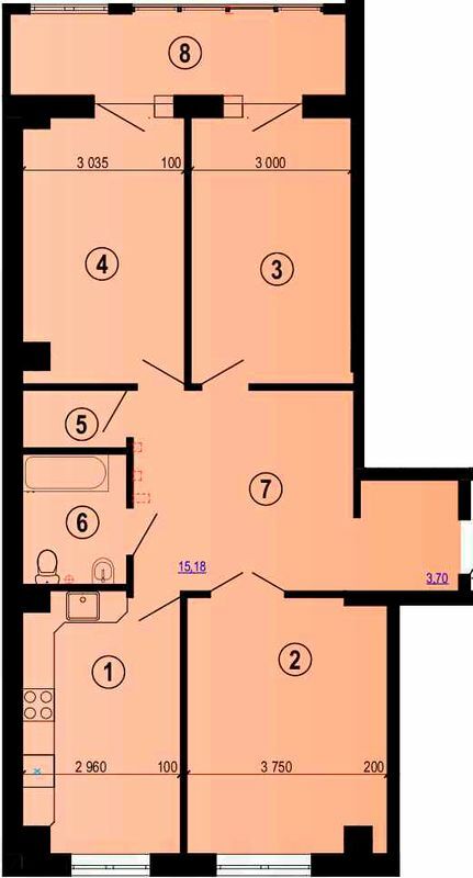 3-комнатная 90.04 м² в ЖК Меридиан от 16 650 грн/м², Харьков