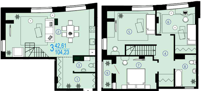 Дворівнева 104.23 м² в ЖК Меридіан від 16 250 грн/м², Харків