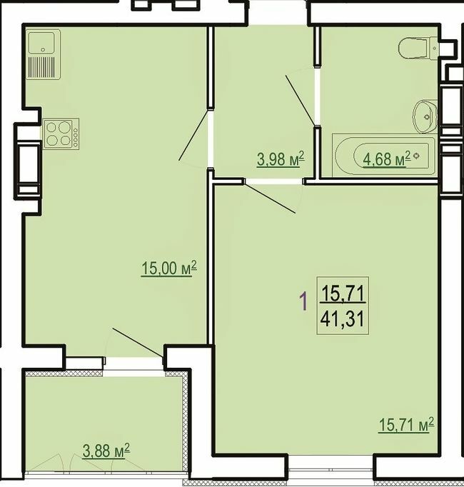 1-комнатная 41.31 м² в ЖК Сказка от 18 000 грн/м², Харьков