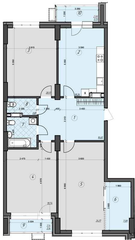 3-комнатная 120.05 м² в ЖК CRYSTAL RESIDENCE от 57 000 грн/м², Киев