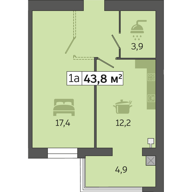 1-кімнатна 43.8 м² в ЖК Щасливий у Дніпрі від 20 500 грн/м², Дніпро