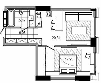 1-кімнатна 50.46 м² в БФК MAYAK від 37 450 грн/м², Дніпро