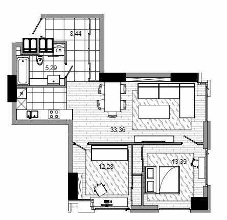 2-комнатная 74.48 м² в МФК MAYAK от 36 050 грн/м², Днепр