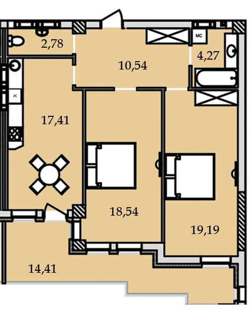 2-кімнатна 87.28 м² в ЖК Premier Tower від 31 700 грн/м², Вінниця