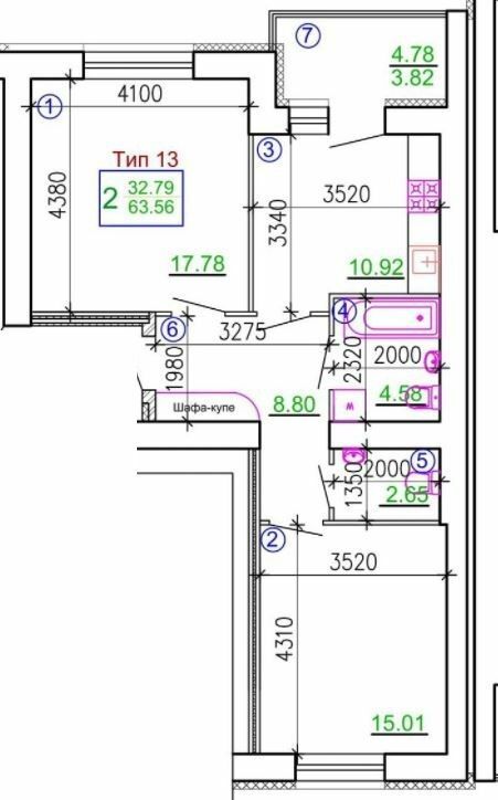 2-кімнатна 63.56 м² в Мкрн Академічний від 19 250 грн/м², Вінниця