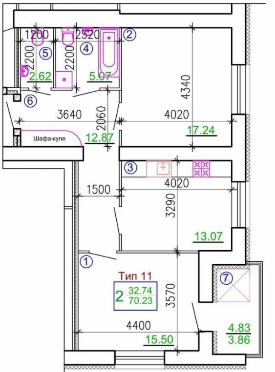 2-кімнатна 70.23 м² в Мкрн Академічний від 19 250 грн/м², Вінниця