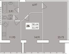 2-кімнатна 55.99 м² в ЖК GREEN VILLAGE від 13 250 грн/м², Житомир