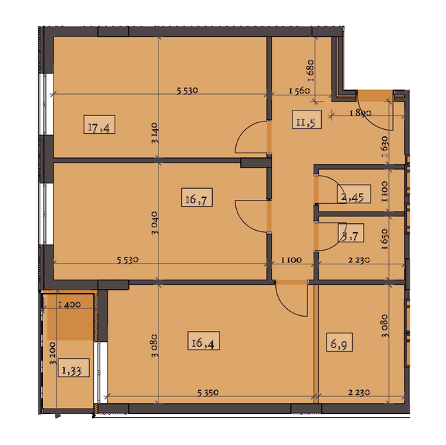 3-кімнатна 79.77 м² в ЖК Crystal від 19 850 грн/м², Ужгород