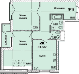 2-кімнатна 83.27 м² в ЖК Бородіно від 21 100 грн/м², Запоріжжя