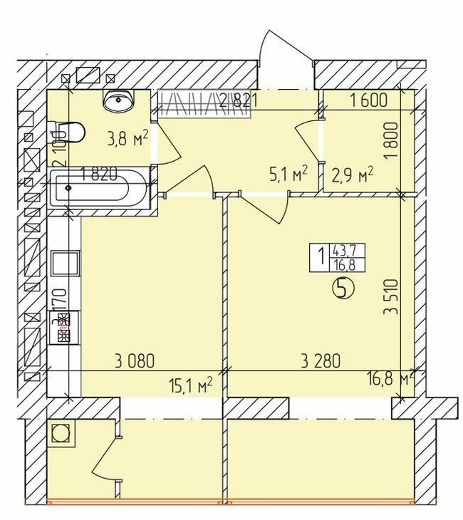 1-кімнатна 43.7 м² в ЖК Дубовий Гай від 18 900 грн/м², Запоріжжя