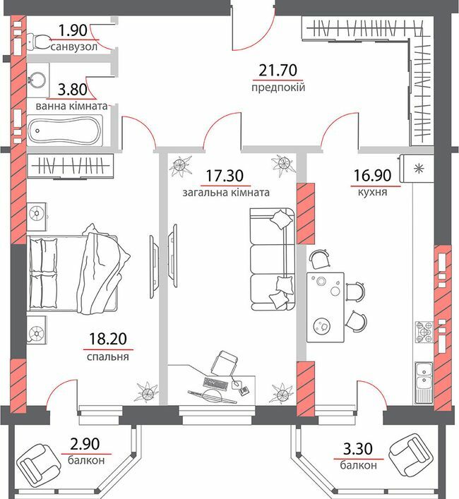 2-кімнатна 86 м² в ЖК на вул. Пилипа Орлика, 26 від 37 300 грн/м², Полтава