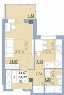 1-комнатная 38.11 м² в ЖК Пелюстковий от 17 000 грн/м², Полтава