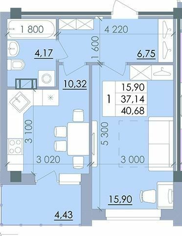 1-кімнатна 40.68 м² в ЖК Пелюстковий від 17 000 грн/м², Полтава