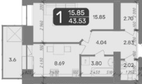 1-комнатная 43.53 м² в ЖК Стандарт от 23 500 грн/м², Полтава