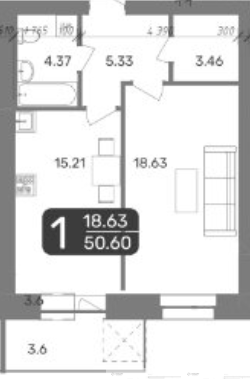 1-кімнатна 50.6 м² в ЖК Стандарт від 23 500 грн/м², Полтава