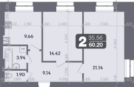 2-кімнатна 60.2 м² в ЖК Стандарт від 22 600 грн/м², Полтава