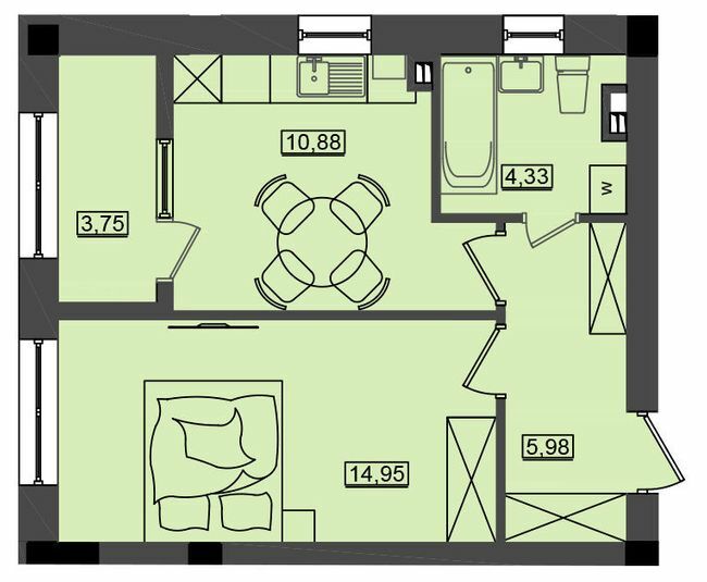 1-кімнатна 38.89 м² в ЖК Дім біля моря Premier від 18 400 грн/м², м. Южне