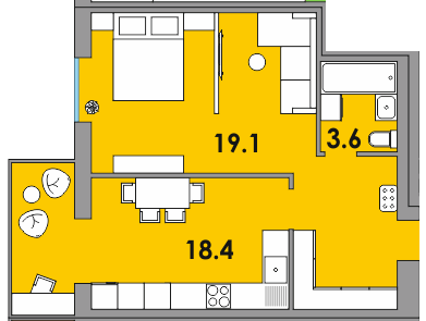 1-комнатная 46.7 м² в ЖК Orange City от 16 750 грн/м², г. Вараш