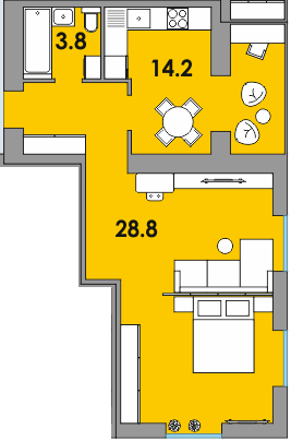 1-кімнатна 50.2 м² в ЖК Orange City від 16 750 грн/м², м. Вараш