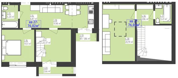 Двухуровневая 76.02 м² в КД FAMILIYA от застройщика, Ровно