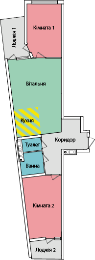 2-кімнатна 64.4 м² в ЖК на вул. Київська від 16 500 грн/м², Тернопіль